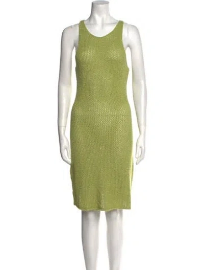 Pre-owned The Elder Statesman Silk Knee-length Dress In Green