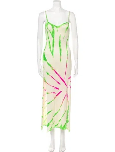 Pre-owned The Elder Statesman Silk Long Dress In Multi