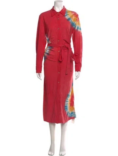 Pre-owned The Elder Statesman Silk Long Dress In Red