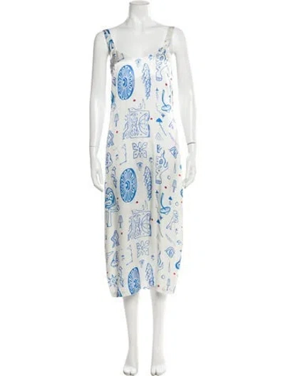 Pre-owned The Elder Statesman Silk Long Dress In White