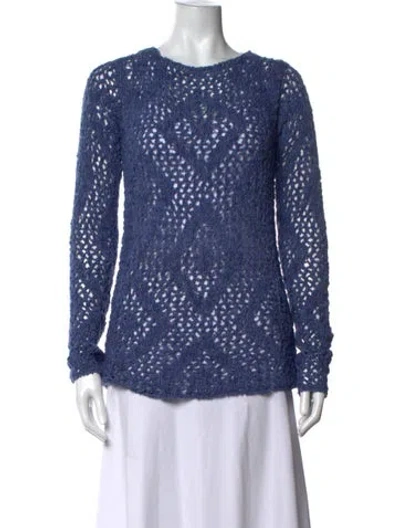 Pre-owned The Elder Statesman Silk Patterned Sweater W/ Tags In Blue