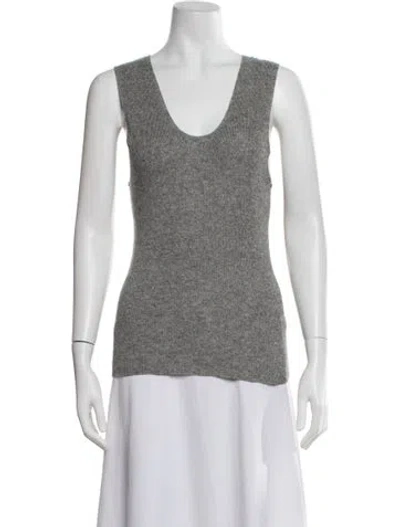 Pre-owned The Elder Statesman Silk Scoop Neck Top W/ Tags In Gray