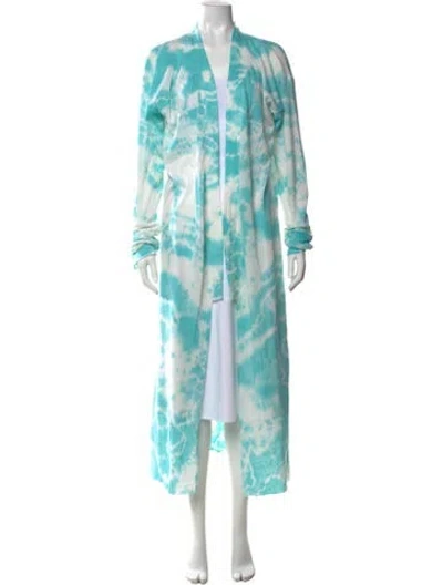 Pre-owned The Elder Statesman Silk Tie-dye Print Sweater In Blue
