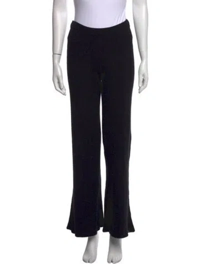 Pre-owned The Elder Statesman Silk Wide Leg Pants In Black