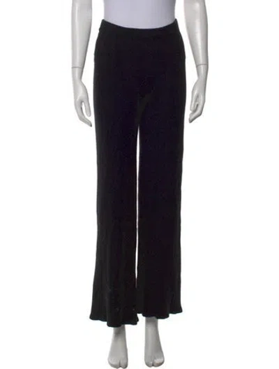 Pre-owned The Elder Statesman Silk Wide Leg Pants In Black