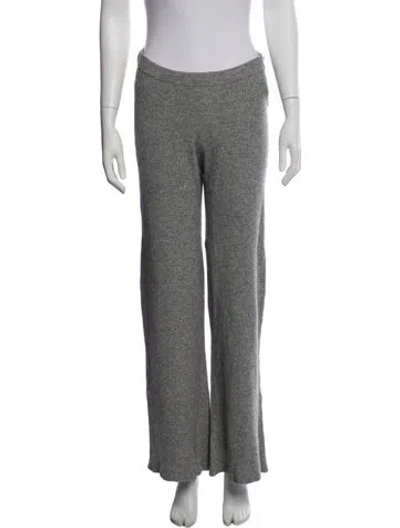 Pre-owned The Elder Statesman Silk Wide Leg Pants In Gray