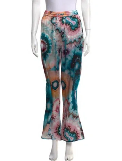 Pre-owned The Elder Statesman Silk Wide Leg Pants W/ Tags In Pink