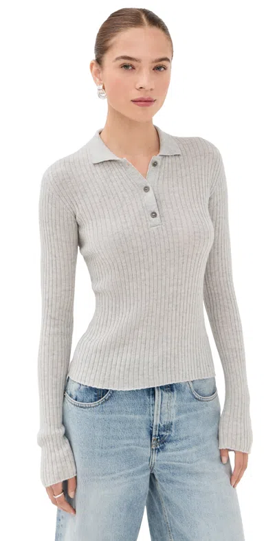 The Elder Statesman Silky Cashmere Polo Grey In Gray