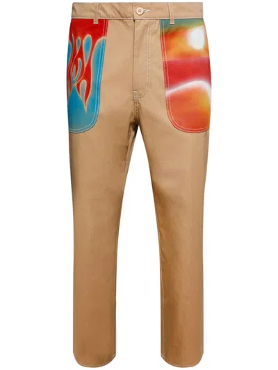 The Elder Statesman Silvano Airbrush Trust Printed Cotton-twill Pants In Brown