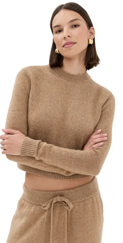 The Elder Statesman Simple Cashmere Crew Sweater Camel In Brown