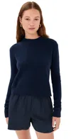 The Elder Statesman Simple Cashmere Crew Sweater Navy In Blue
