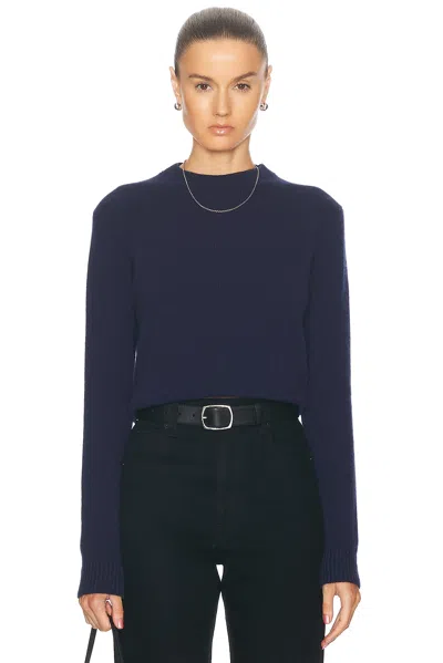 The Elder Statesman Simple Crew Sweater In Navy