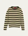 The Elder Statesman Sinful Stripe Cashmere Sweater In New Olive