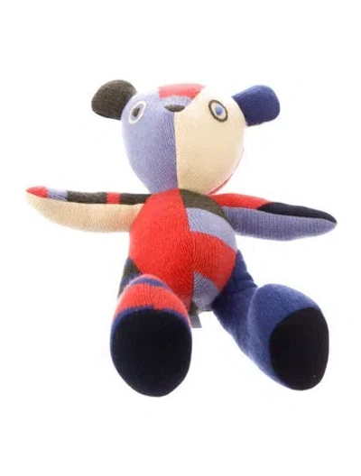 Pre-owned The Elder Statesman Small Cashmere Knit Teddy Bear Plush In Red