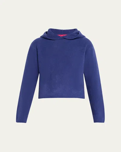 The Elder Statesman Soft Cashmere Hoodie In Blue Jay