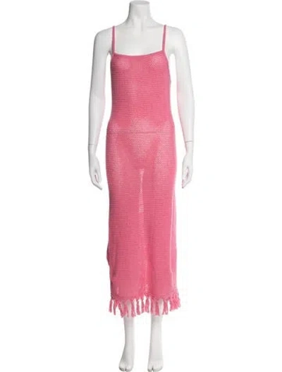 Pre-owned The Elder Statesman Square Neckline Long Dress In Pink