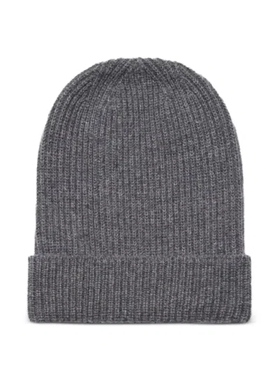 The Elder Statesman Statesman Ribbed Cashmere Beanie In Gray