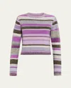 The Elder Statesman Stripe Cashmere Sweater In Purple