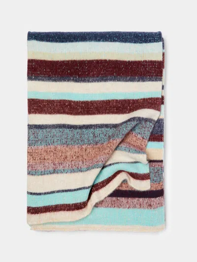 The Elder Statesman Stripe Super Soft Cashmere Blanket  Abask Luxury Gift In Multi