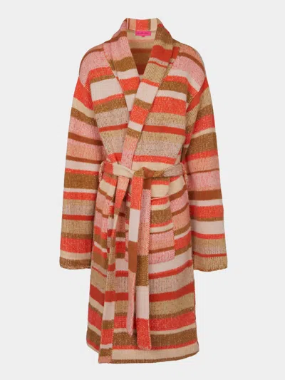 The Elder Statesman Stripe Super Soft Cashmere Robe Size: L  Abask Luxury Gift In Multi