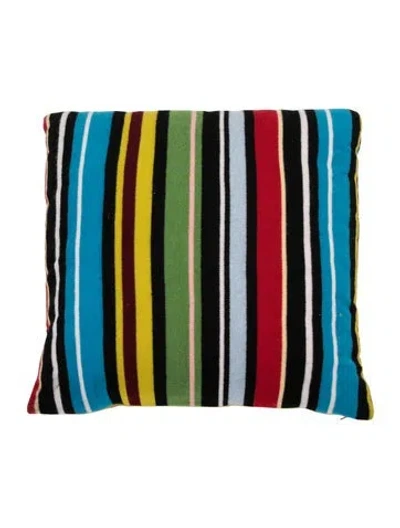 Pre-owned The Elder Statesman Stripe Super Soft Throw Pillow In Black