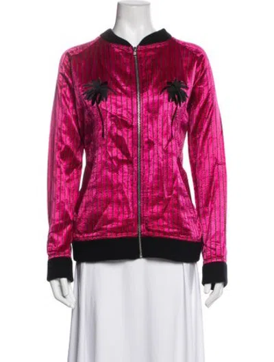 Pre-owned The Elder Statesman Striped Bomber Jacket In Pink
