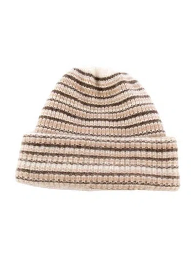Pre-owned The Elder Statesman Striped Cashmere Beanie In Brown
