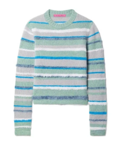 The Elder Statesman Striped Cashmere Blend Sweater In Blue