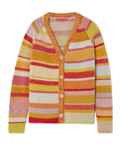 The Elder Statesman Striped Cashmere Cardigan In Multicoloured