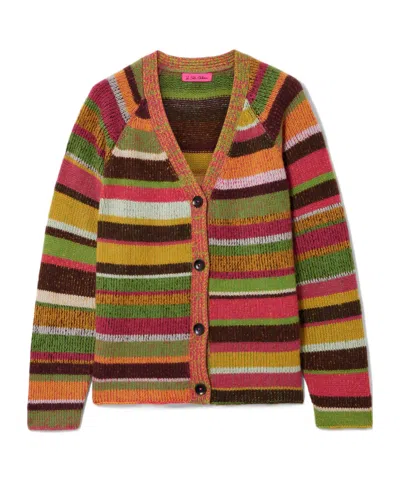 The Elder Statesman Striped Cashmere Cardigan In Multi