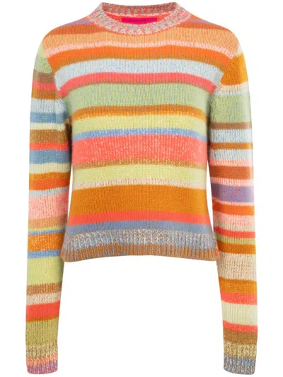 The Elder Statesman Striped Cashmere Jumper In Orange