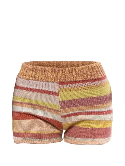 The Elder Statesman Striped Cashmere Shorts In Multi