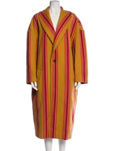 Pre-owned The Elder Statesman Striped Coat In Brown