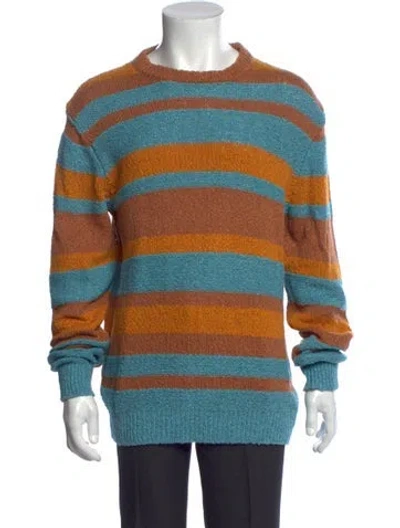 Pre-owned The Elder Statesman Striped Crew Neck Pullover In Blue