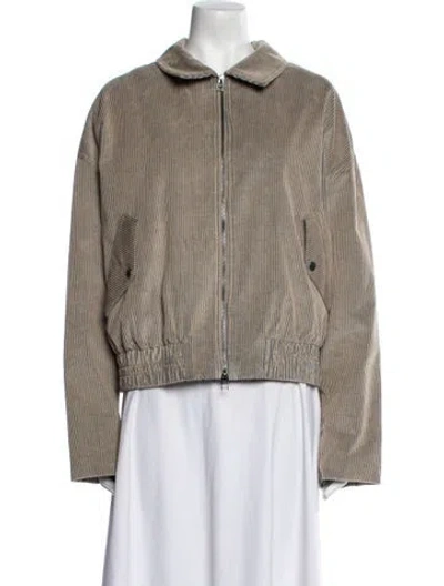 Pre-owned The Elder Statesman Striped Faux Fur Jacket In Neutral