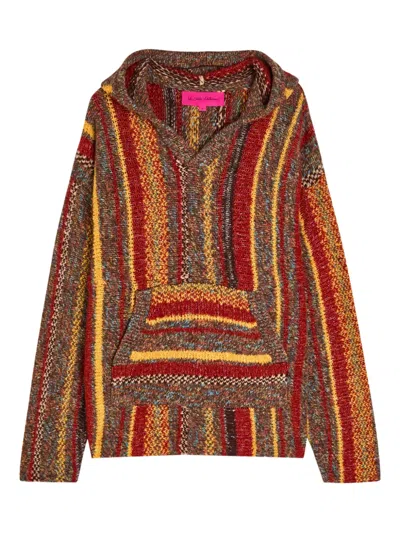 The Elder Statesman Striped Hooded Sweater In Brown