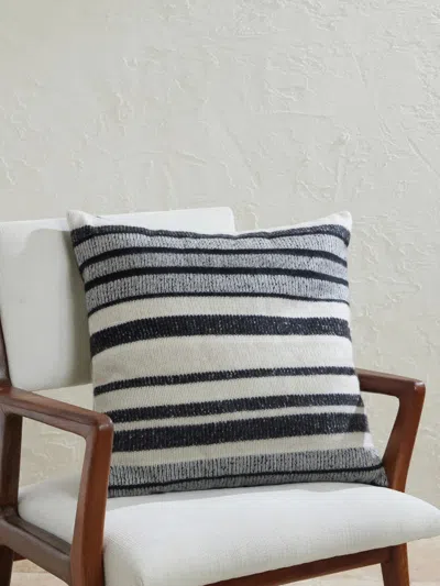 The Elder Statesman Striped Knitted Cashmere Pillow In Black