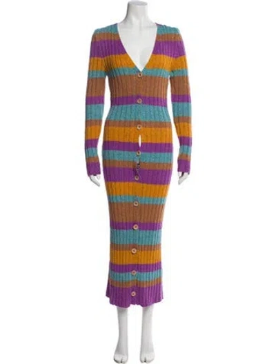 Pre-owned The Elder Statesman Striped Long Dress In Multi