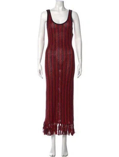 Pre-owned The Elder Statesman Striped Long Dress In Red