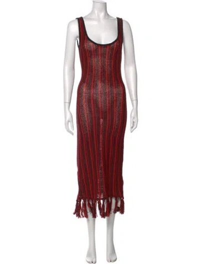 Pre-owned The Elder Statesman Striped Long Dress In Red
