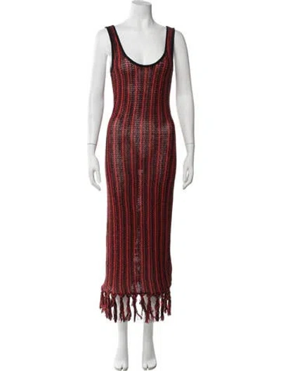 Pre-owned The Elder Statesman Striped Long Dress In Red