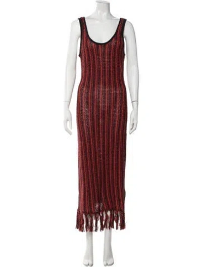 Pre-owned The Elder Statesman Striped Long Dress W/ Tags In Black/red