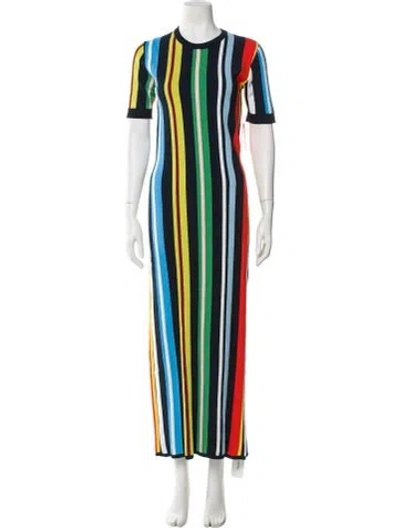 Pre-owned The Elder Statesman Striped Long Dress W/ Tags In Blue