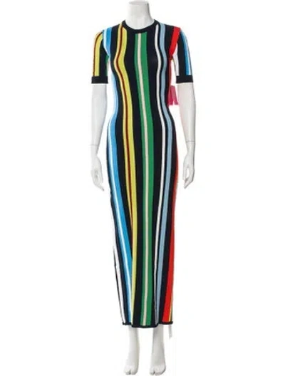 Pre-owned The Elder Statesman Striped Long Dress W/ Tags In Blue