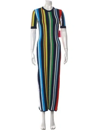 Pre-owned The Elder Statesman Striped Long Dress W/ Tags In Blue