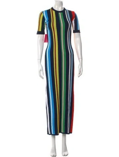 Pre-owned The Elder Statesman Striped Long Dress W/ Tags In Blue