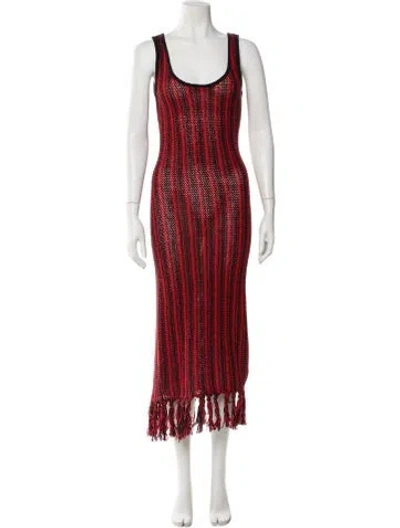 Pre-owned The Elder Statesman Striped Long Dress W/ Tags In Red