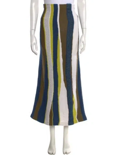 Pre-owned The Elder Statesman Striped Long Skirt W/ Tags In Blue