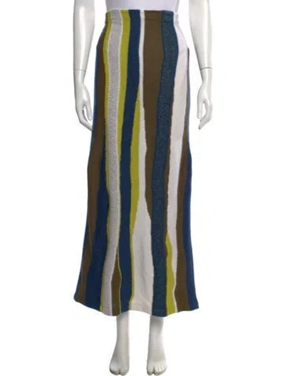 Pre-owned The Elder Statesman Striped Long Skirt W/ Tags In Blue
