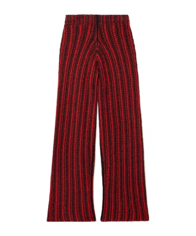 The Elder Statesman Nora Lite Open-knit Cotton Wide-leg Pants In Red